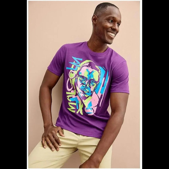 NWT Sonoma Community Black History Month Malcolm X Graphic Tee Plum XL - Picture 1 of 15